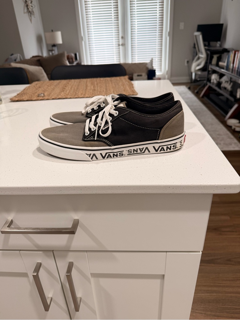 Vans Two-Tone Black and Olive Low-Top Canvas Sneakers